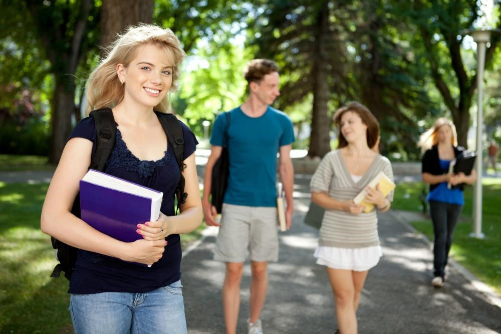 Young college students, male and female