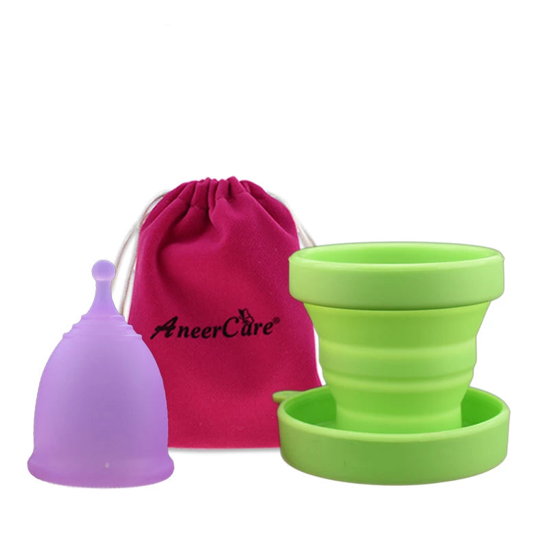 Menstrual Period Moon Cup + Portable Menstrual Cup Steriliser 