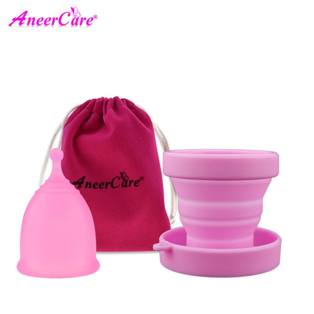 Menstrual Period Moon Cup + Portable Menstrual Cup Steriliser 